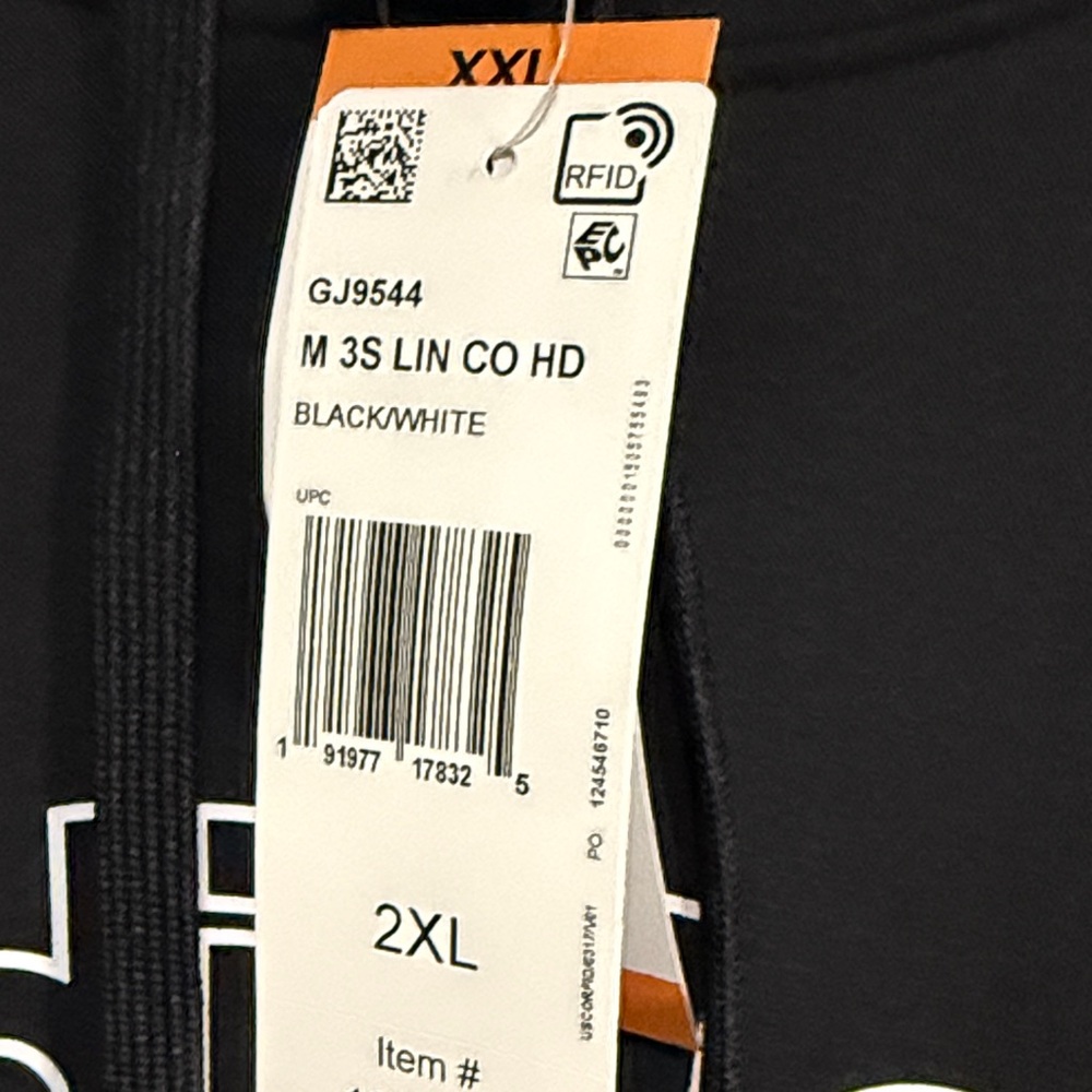 Adidas Men's Black Hoodie with White Stripes Size XXL NWT - Picture 4 of 5